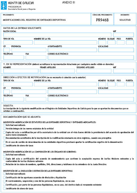 Registro de entidades deportivas